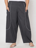 Plus Size Cotton Solid Balloon Trouser