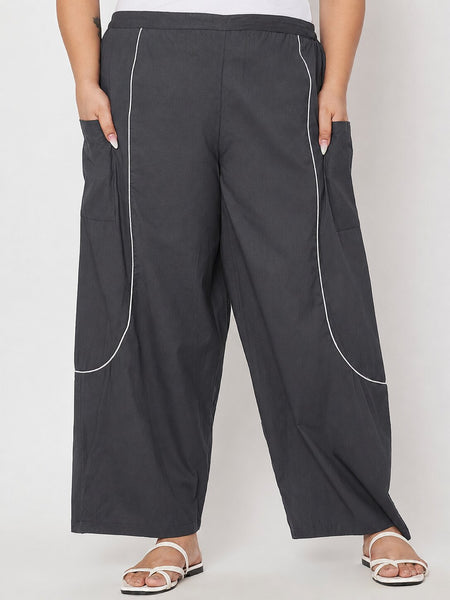 Plus Size Cotton Solid Balloon Trouser