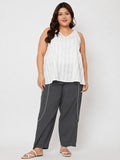 Plus Size Cotton Solid Balloon Trouser