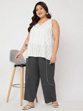 Plus Size Cotton Solid Balloon Trouser