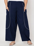 Plus Size Cotton Solid Balloon Trouser