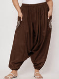 Cotton Printed Pocket Drop-Crotch Trouser