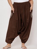 Cotton Printed Pocket Drop-Crotch Trouser