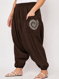Cotton Printed Pocket Drop-Crotch Trouser