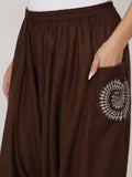 Cotton Printed Pocket Drop-Crotch Trouser