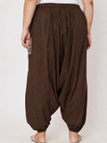 Cotton Printed Pocket Drop-Crotch Trouser