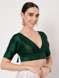 Chroma Solid V-neck Padded Readymade Blouse