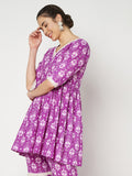 Cotton Printed Embellished Peplum Kurti