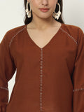 Cotton Embroidered V-neck Top