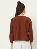 Cotton Embroidered V-neck Top