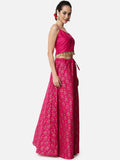 Dupion Hand Block Printed Lehenga Set