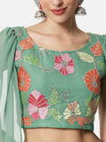 Georgette Floral Embroidered Long Sleeves Crop Top