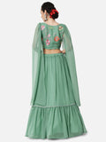 Georgette Embroidered Tiered Lehenga Set with Can-Can