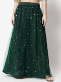 Net Sequin Embroidered Gathered Skirt