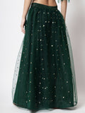 Net Sequin Embroidered Gathered Skirt