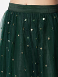 Net Sequin Embroidered Gathered Skirt
