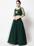 Net Sequin Embroidered Gathered Skirt