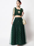 Net Sequin Embroidered Gathered Skirt