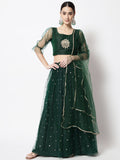 Net Sequin Embroidered Gathered Lehenga Set