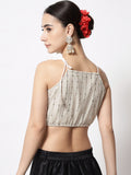 Georgette Embellished Halter Crop Top