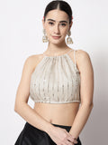 Georgette Embellished Halter Crop Top