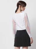 Organza Square Neck Sequin Cuff Top