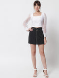 Organza Square Neck Sequin Cuff Top