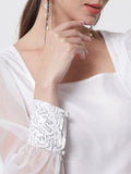 Organza Square Neck Sequin Cuff Top