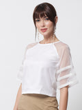 Organza Embellished Raglan Sleeve Top