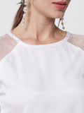 Organza Embellished Raglan Sleeve Top