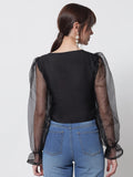 Chroma and Organza Puff Sleeves Top
