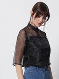 Organza Embellished Panelled Top