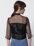 Organza Embellished Panelled Top