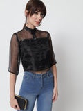 Organza Embellished Panelled Top