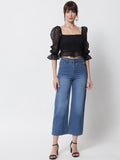 Georgette Button Down Ruffle Top