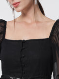 Georgette Button Down Ruffle Top