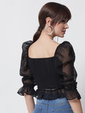 Georgette Button Down Ruffle Top