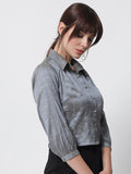 Silk Check Collar Shirt