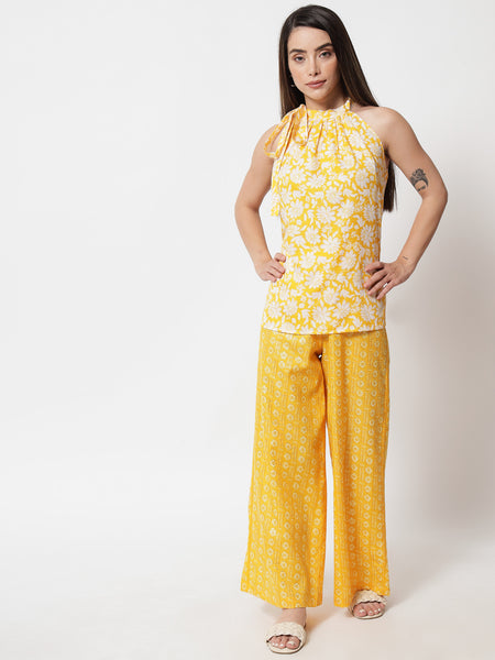 Cotton Gold Foil Printed Halter Co-Ord