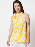 Cotton Gold Foil Printed Halter Top