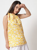 Cotton Gold Foil Printed Halter Top