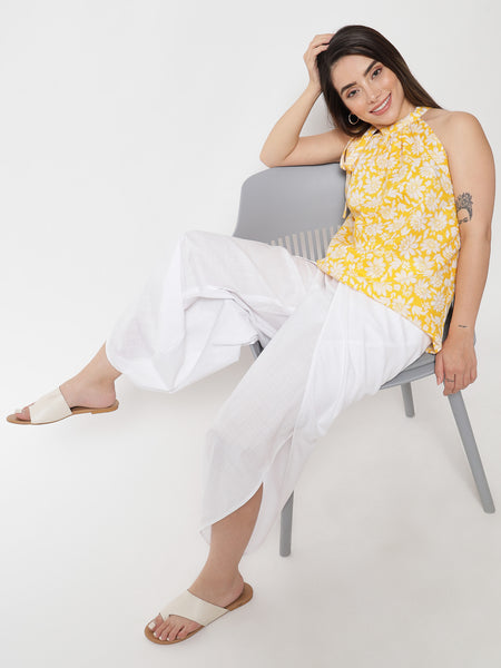 Cotton Gold Foil Printed Halter Top