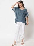 Cotton Hand Block Printed High-low Dhoti Co-ord