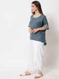 Cotton Hand Block Printed High-low Dhoti Co-ord