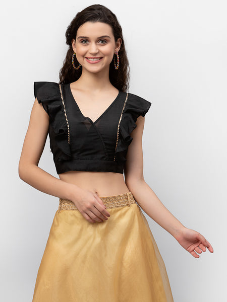 Chroma Embellished Ruffle Crop Top