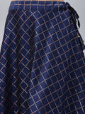 Poly Silk Checks Embellished Bias Skirt