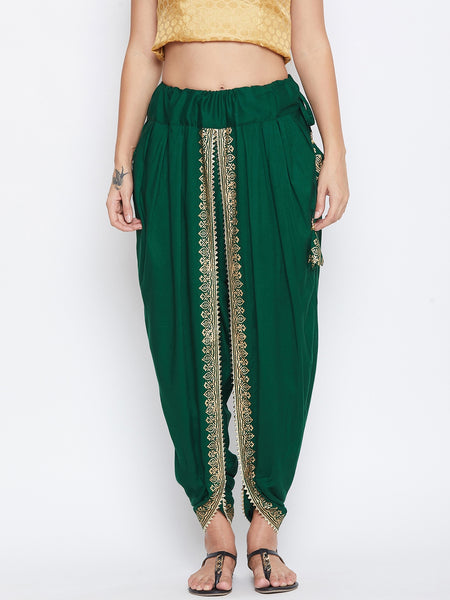 Cotton Viscose Hand Block Printed Embellished Dhoti