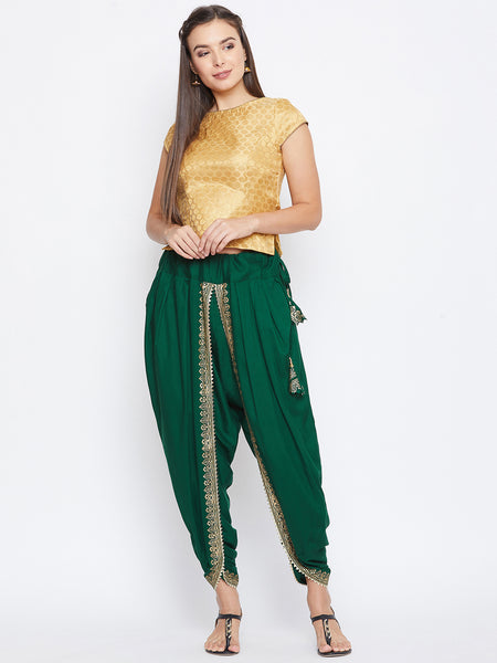 Cotton Viscose Hand Block Printed Embellished Dhoti