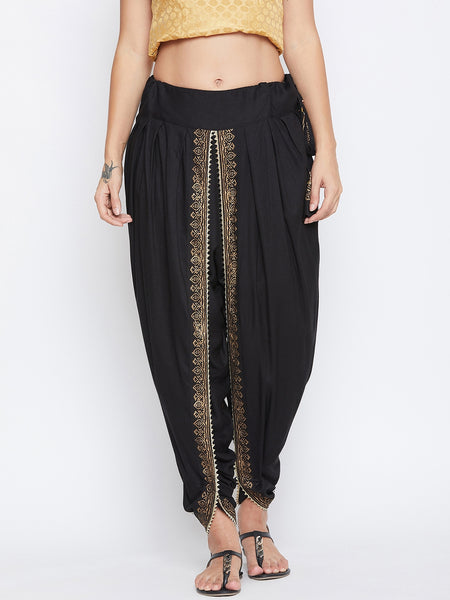 Cotton Viscose Hand Block Printed Embellished Dhoti
