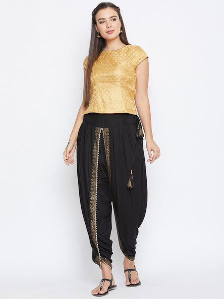 Cotton Viscose Hand Block Printed Embellished Dhoti
